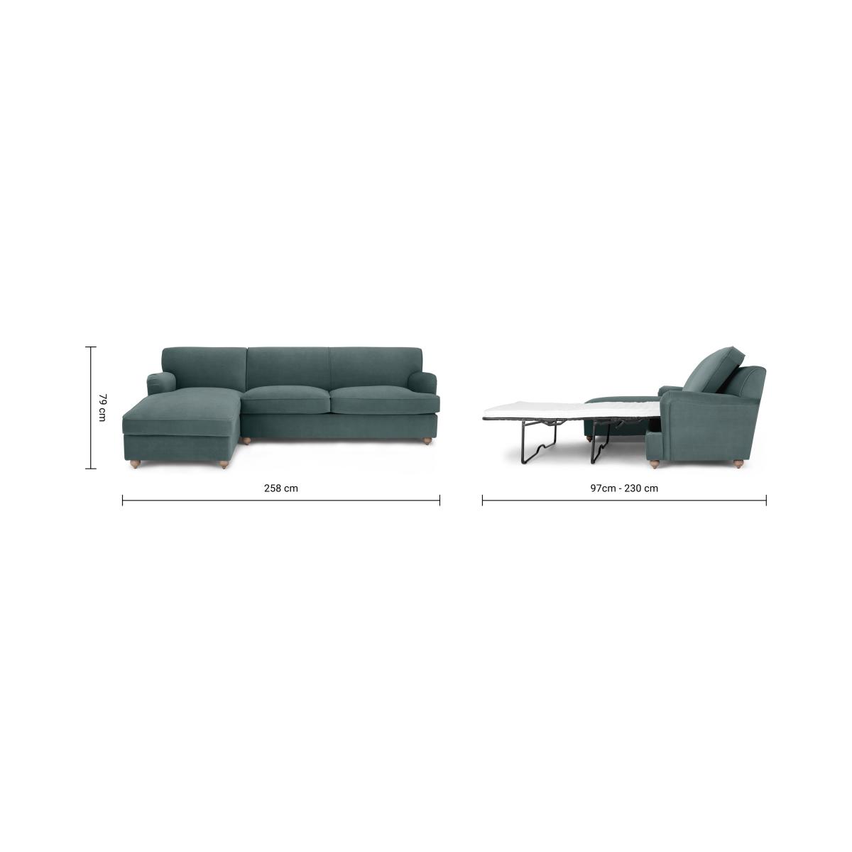 Orson Left Hand Facing Chaise End Sofa Bed, Slate Blue Recycled Velvet – image 3