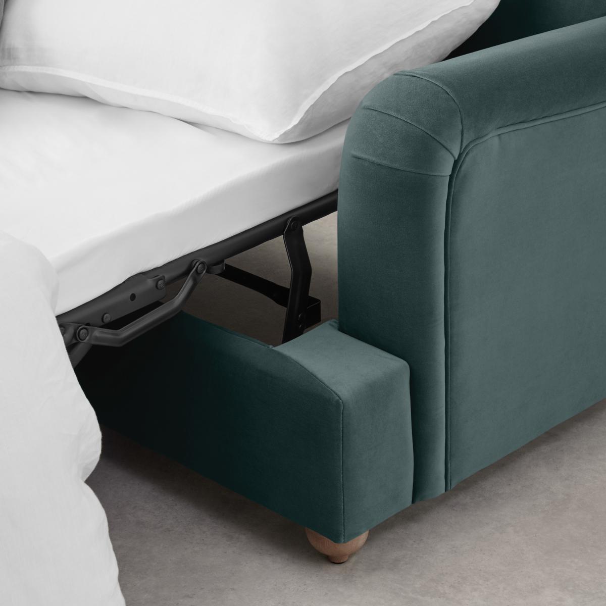 Orson Left Hand Facing Chaise End Sofa Bed, Slate Blue Recycled Velvet – image 5