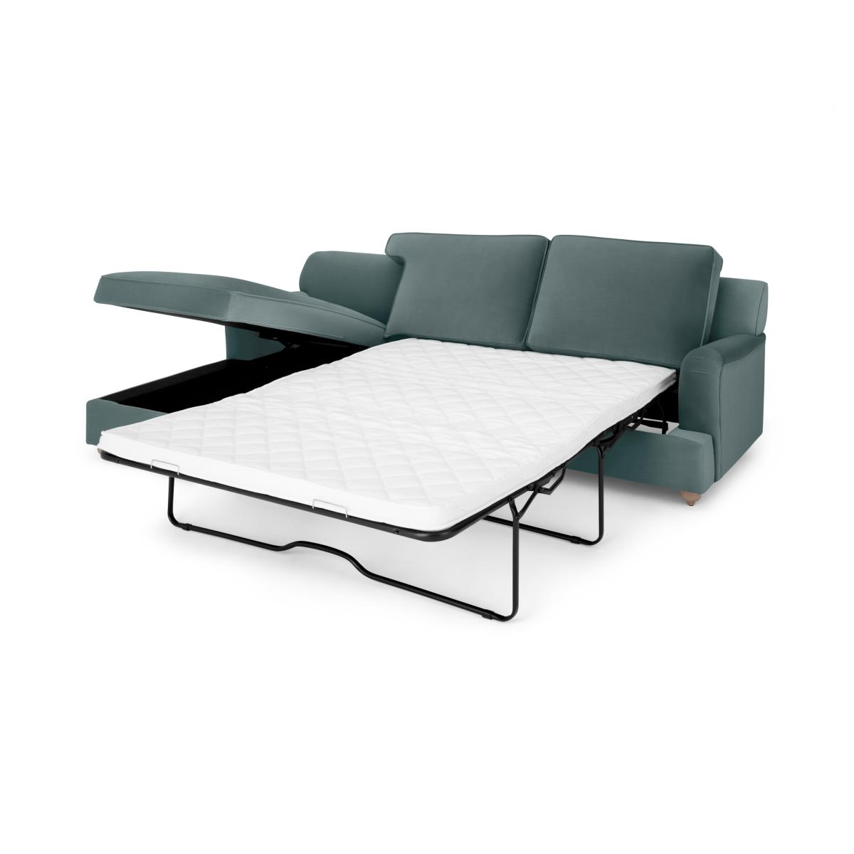 Orson Left Hand Facing Chaise End Sofa Bed, Slate Blue Recycled Velvet – image 6