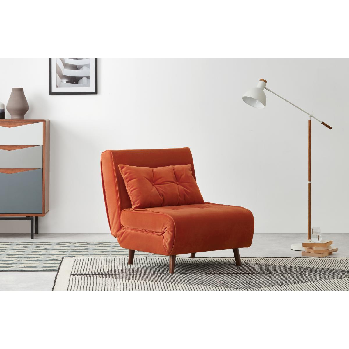 Haru Single Sofa Bed, Tangerine Orange Velvet – image 4