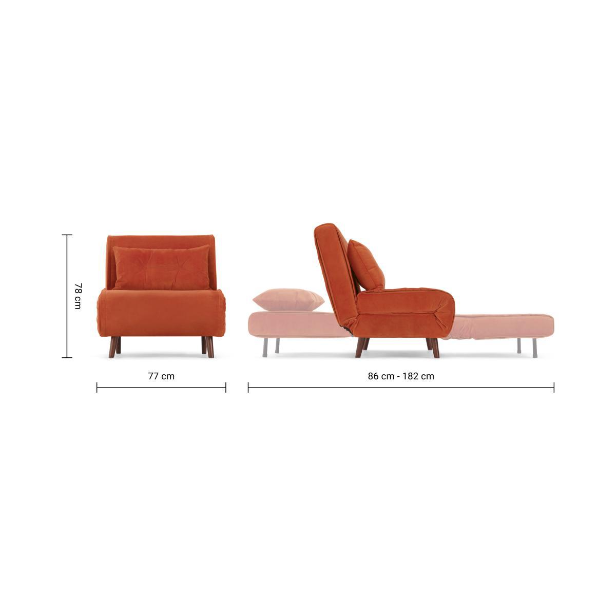 Haru Single Sofa Bed, Tangerine Orange Velvet – image 10
