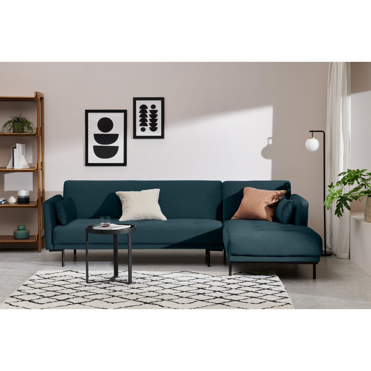 Harlow Right Hand Facing Chaise End Click Clack Sofa Bed, Steel Blue Velvet – image 4
