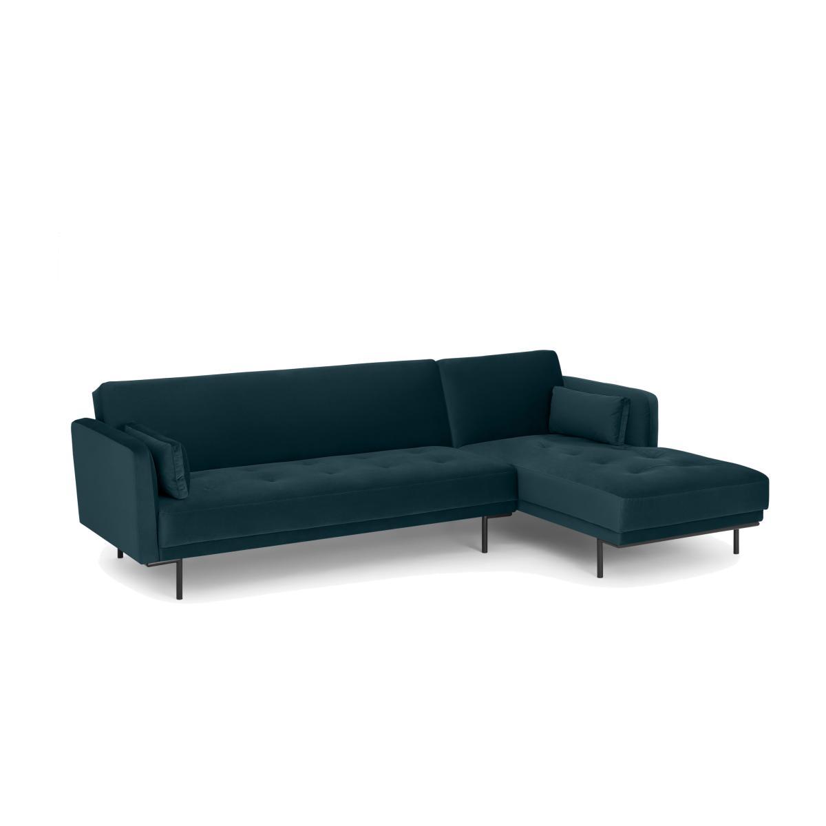 Harlow Right Hand Facing Chaise End Click Clack Sofa Bed, Steel Blue Velvet – image 1
