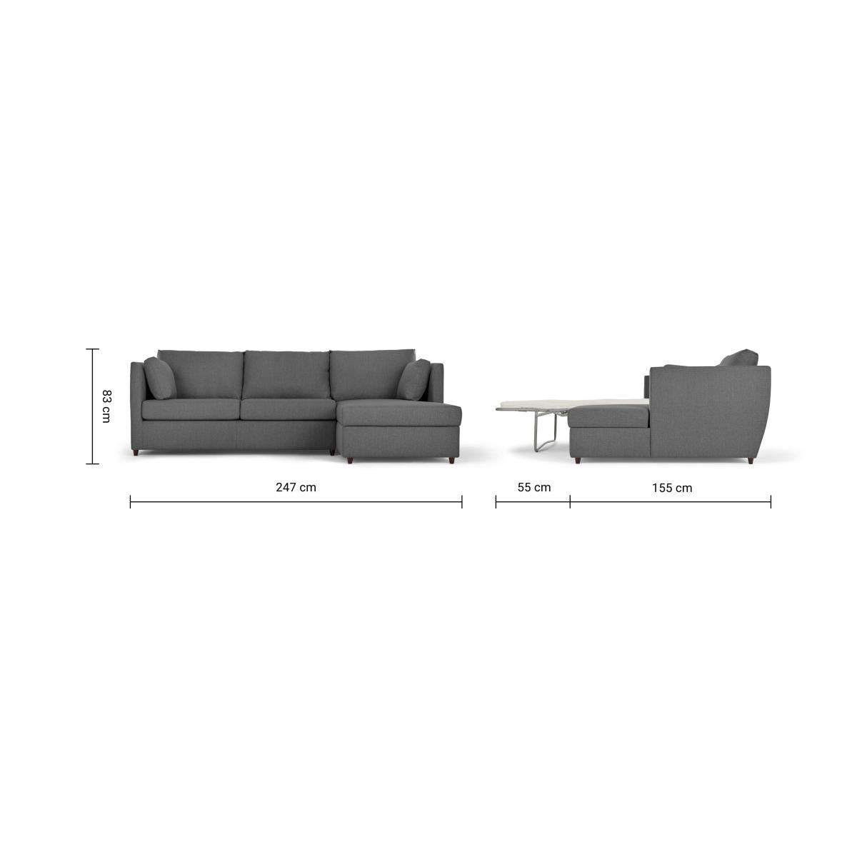 Milner Right Hand Facing Corner Storage Sofa Bed with Foam Mattress, Night Grey – image 11