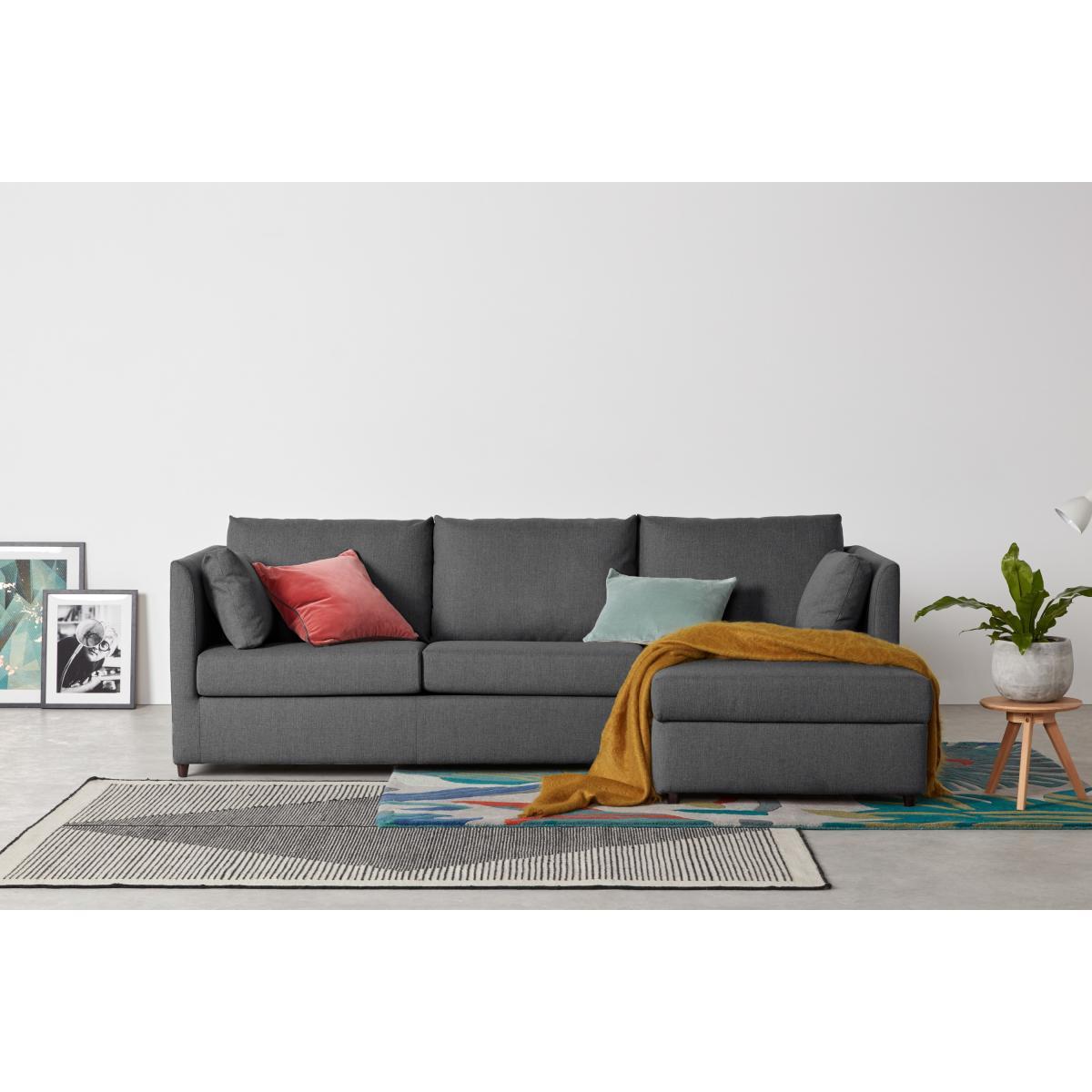 Milner Right Hand Facing Corner Storage Sofa Bed with Foam Mattress, Night Grey – image 4