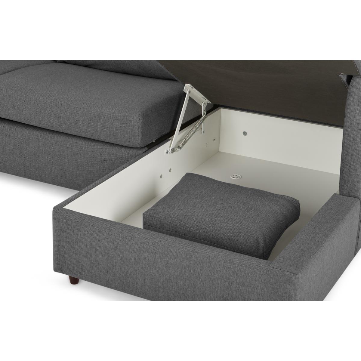 Milner Right Hand Facing Corner Storage Sofa Bed with Foam Mattress, Night Grey – image 5