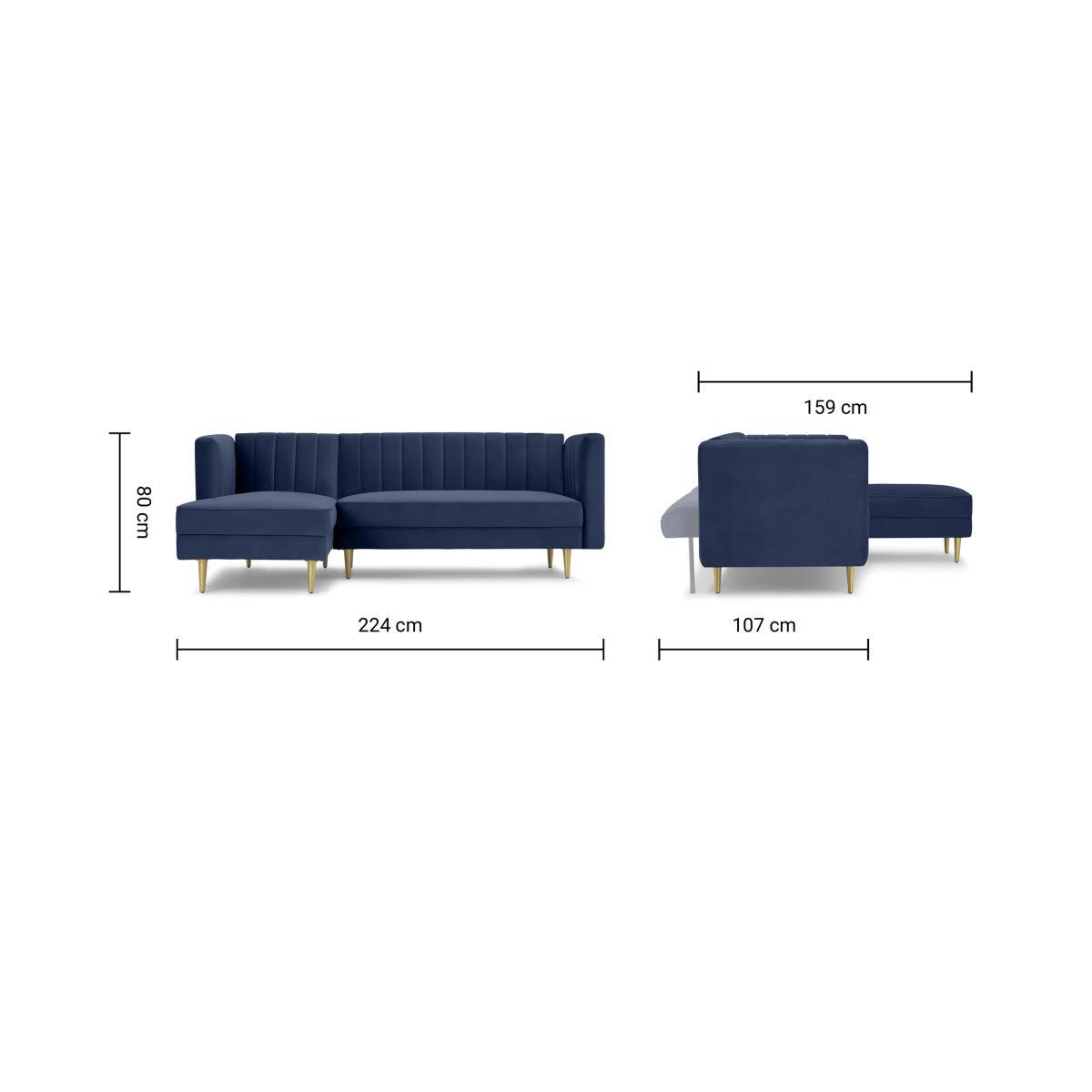 Amicie Left Hand Facing Chaise End Click Clack Sofa Bed, Royal Blue Velvet – image 11