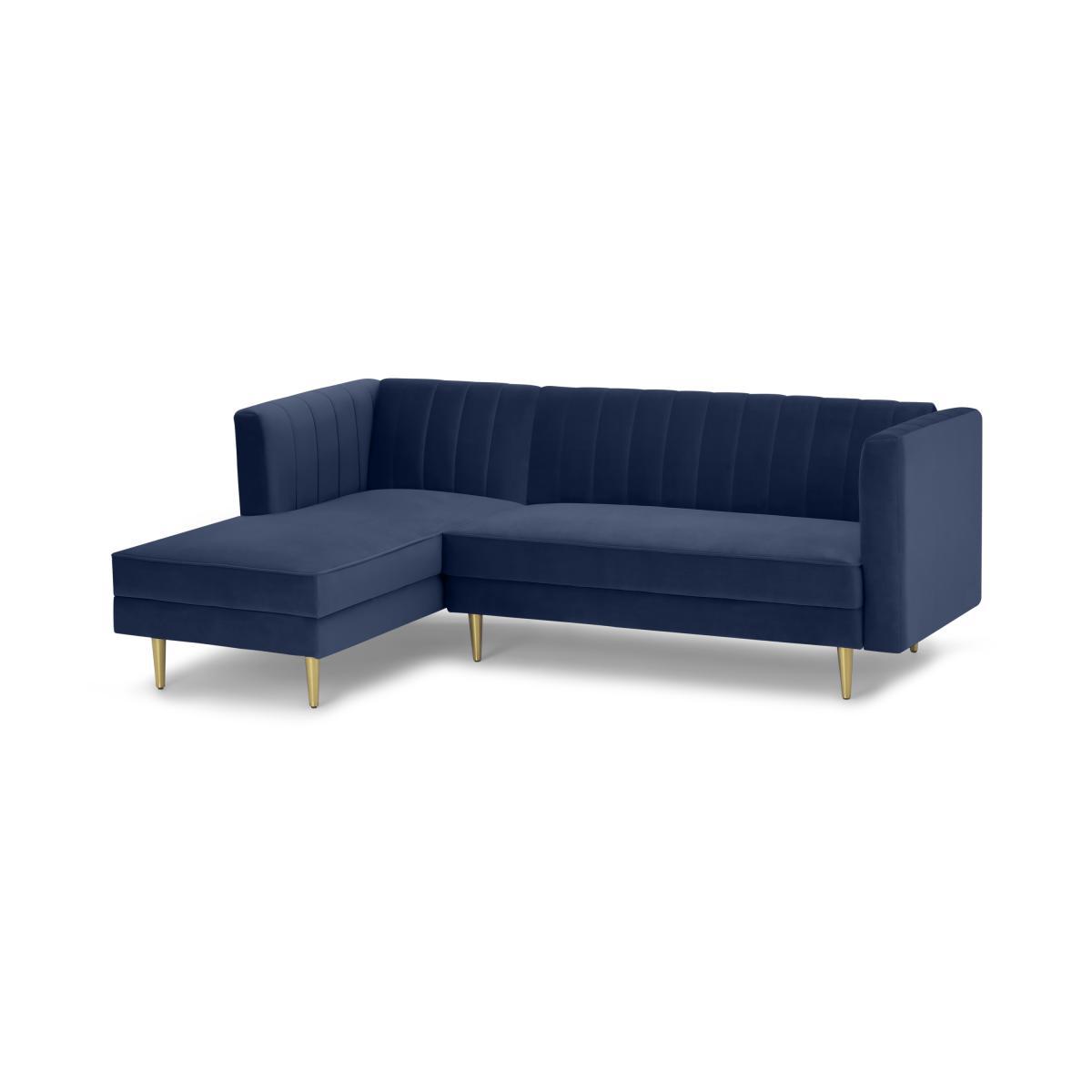 Amicie Left Hand Facing Chaise End Click Clack Sofa Bed, Royal Blue Velvet – image 3