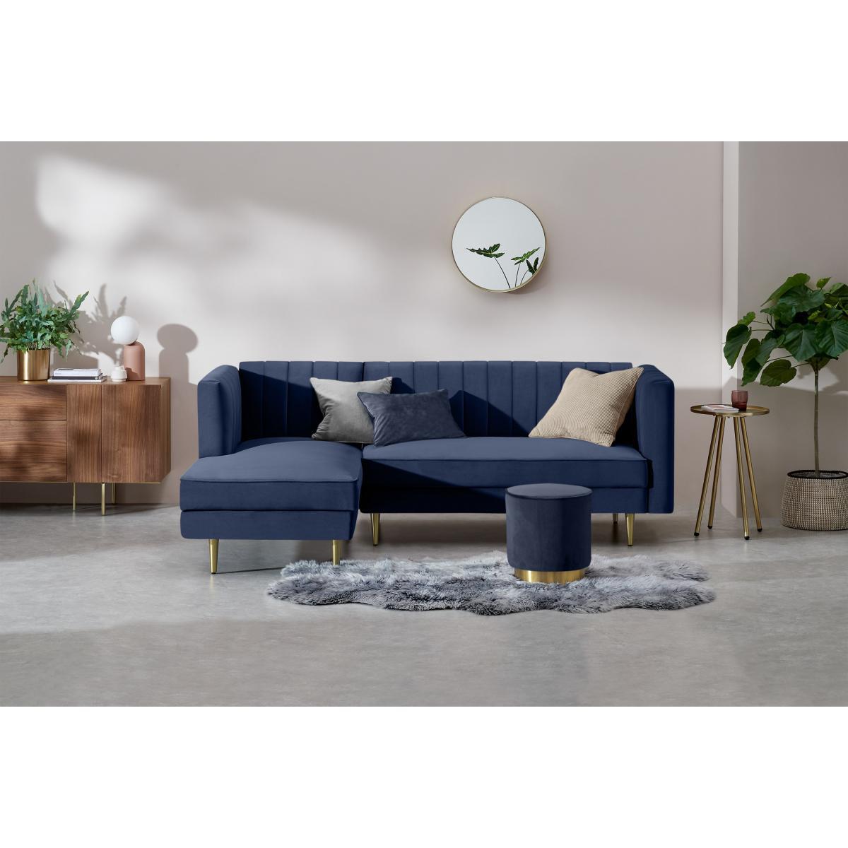 Amicie Left Hand Facing Chaise End Click Clack Sofa Bed, Royal Blue Velvet – image 4