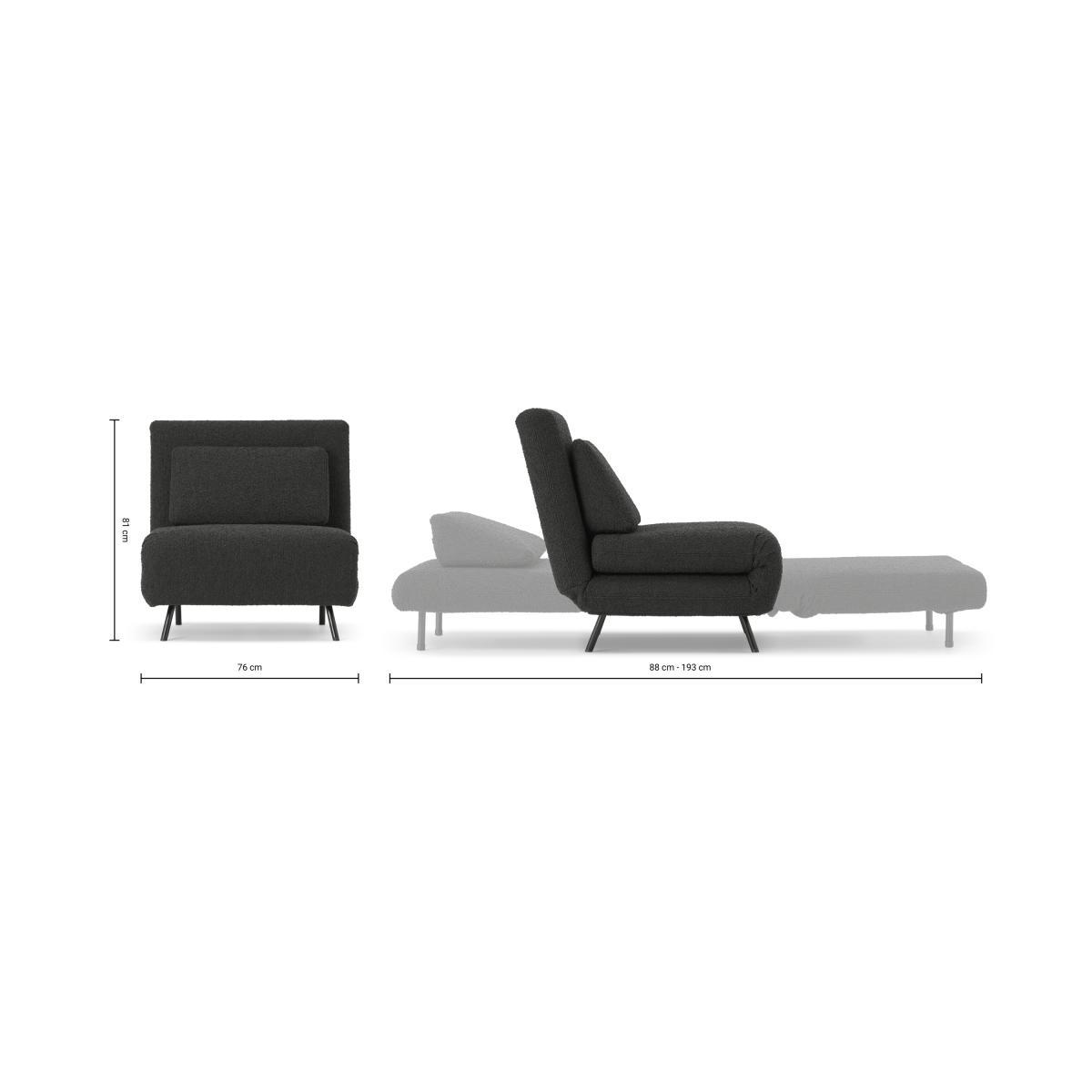 Kahlo Single Sofa Bed, Anthracite Boucle – image 11