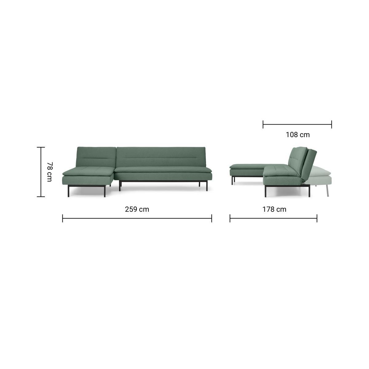 Stefan Chaise End Click Clack Sofa Bed, Alpine Green – image 12
