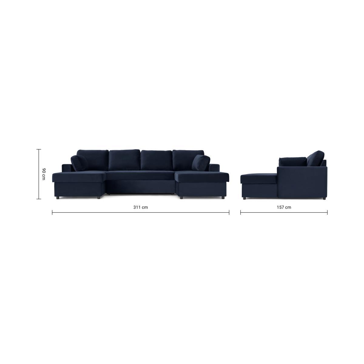 Aidian Large Corner Sofa Bed with Storage, Regal Blue Velvet – image 11