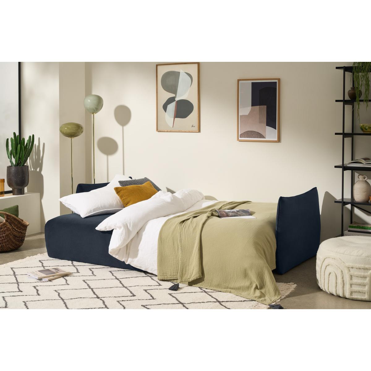 Kalli Platform Sofa Bed with Pocket Sprung Mattress, Oxford Blue Velvet – image 5