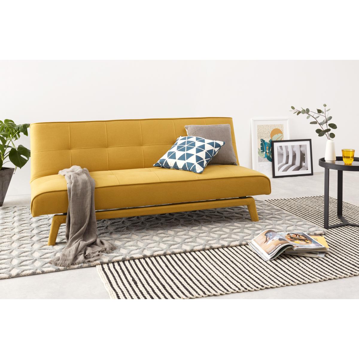 Yoko Click Clack Sofa Bed, Butter Yellow Fabric – image 4