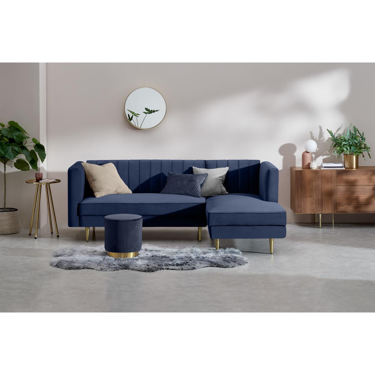 Amicie Right Hand Facing Chaise End Click Clack Sofa Bed, Royal Blue Velvet – image 4