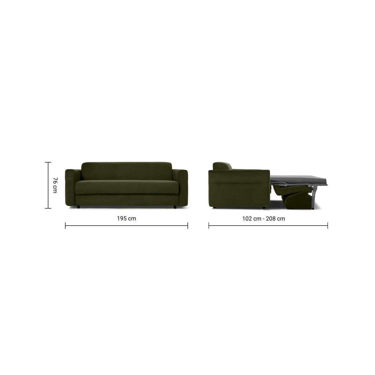 Selia 3 Seater Sofa Bed with Pocket Sprung Mattress, Highland Green Velvet – image 11