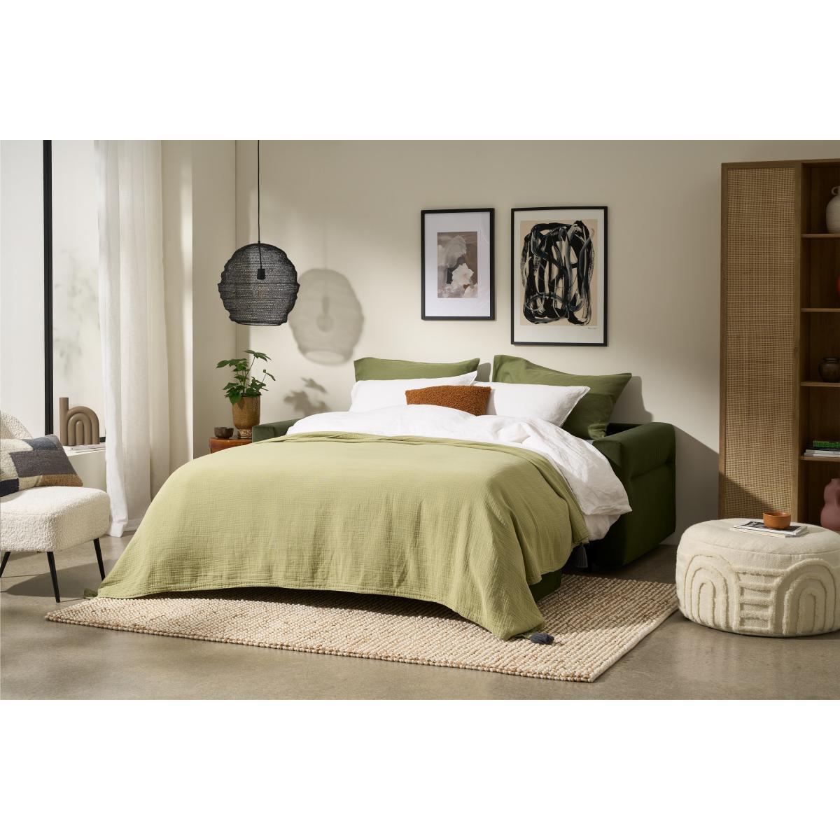 Selia 3 Seater Sofa Bed with Pocket Sprung Mattress, Highland Green Velvet – image 5