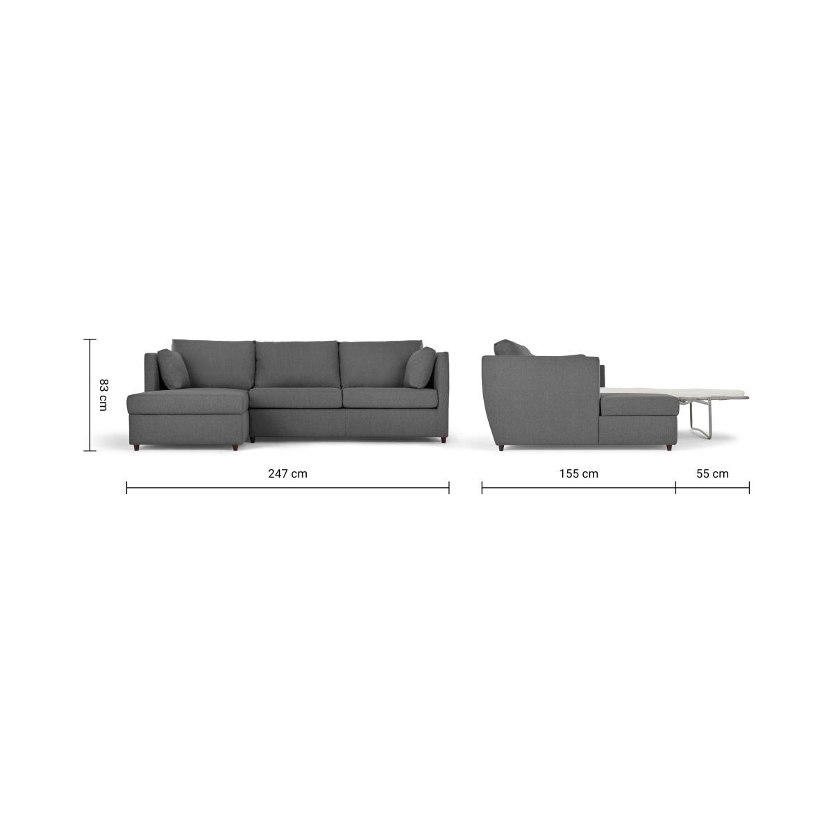 Milner Left Hand Facing Corner Storage Sofa Bed with Memory Foam Mattress, Night Grey   – image 12