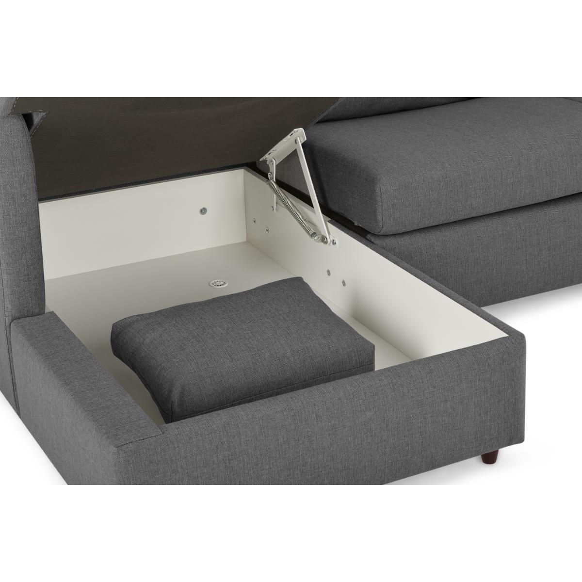 Milner Left Hand Facing Corner Storage Sofa Bed with Memory Foam Mattress, Night Grey   – image 5