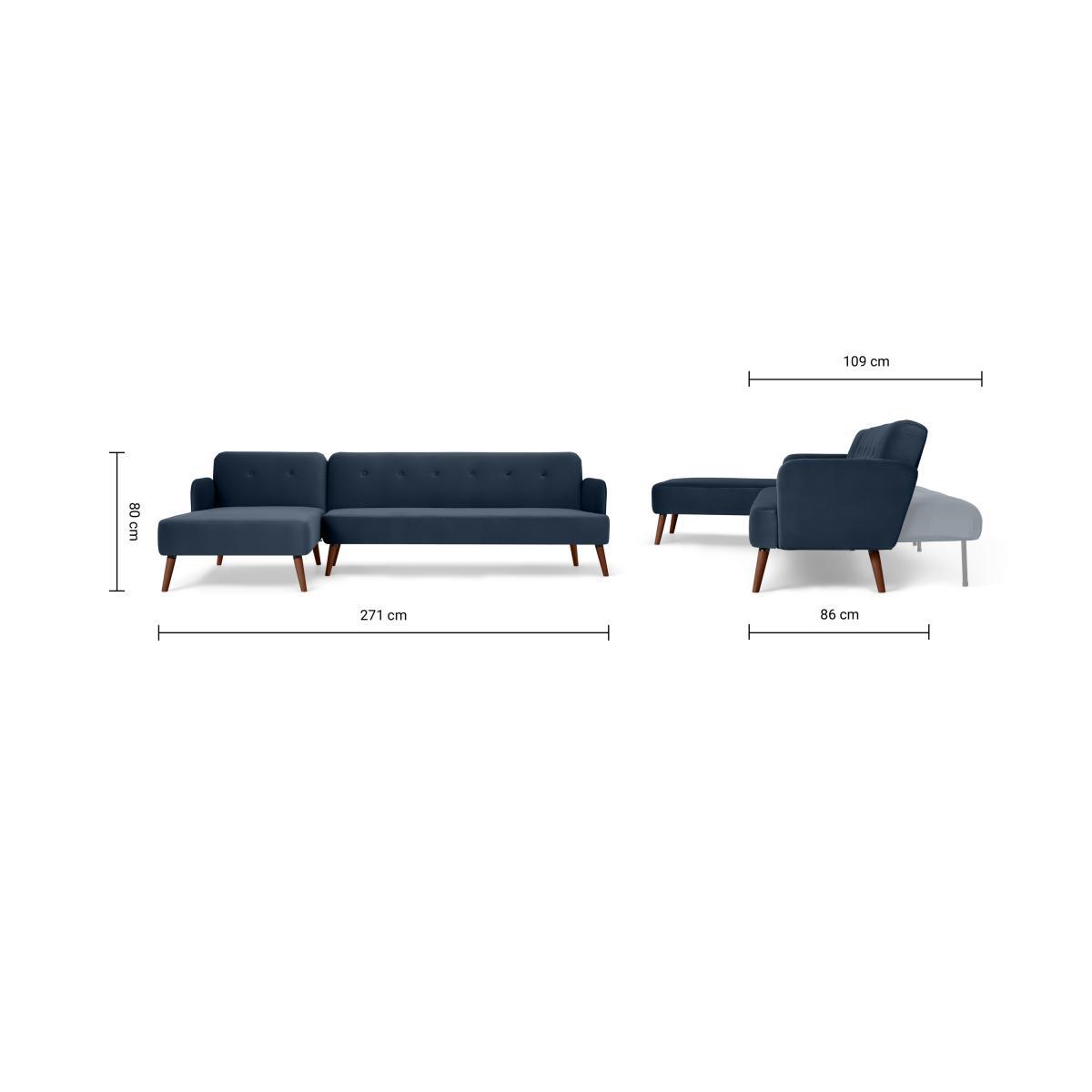 Elvi Left Hand Facing Chaise End Click Clack Sofa Bed, Sapphire Blue Velvet – image 11