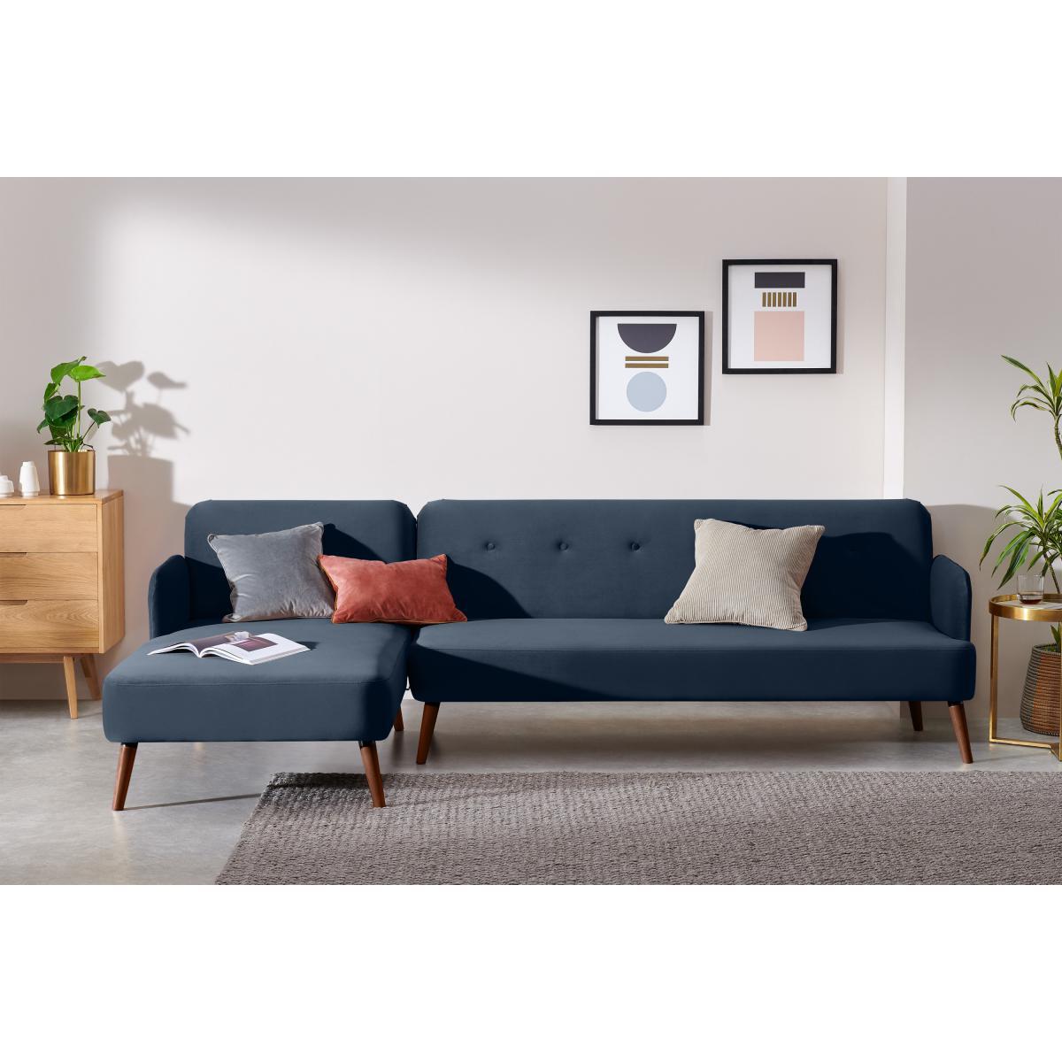 Elvi Left Hand Facing Chaise End Click Clack Sofa Bed, Sapphire Blue Velvet – image 4
