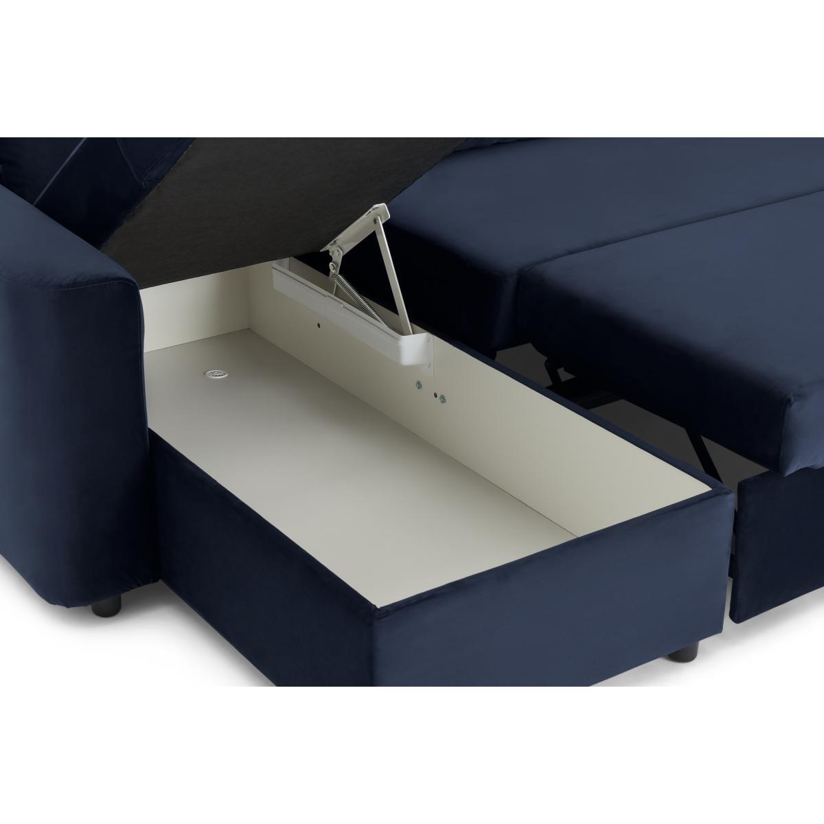 Aidian Corner Sofa Bed with Storage, Regal Blue Velvet – image 7