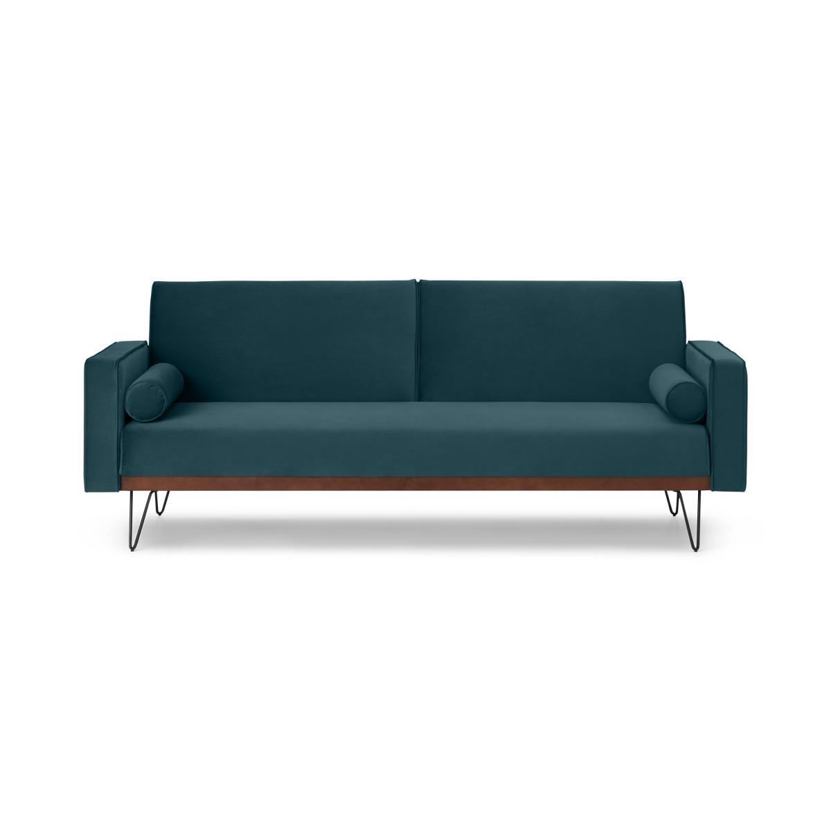 Warner Click Clack Sofa Bed, Steel Blue Velvet – image 2