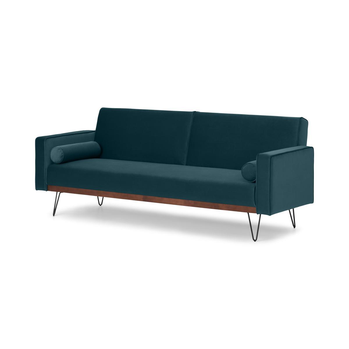 Warner Click Clack Sofa Bed, Steel Blue Velvet – image 3