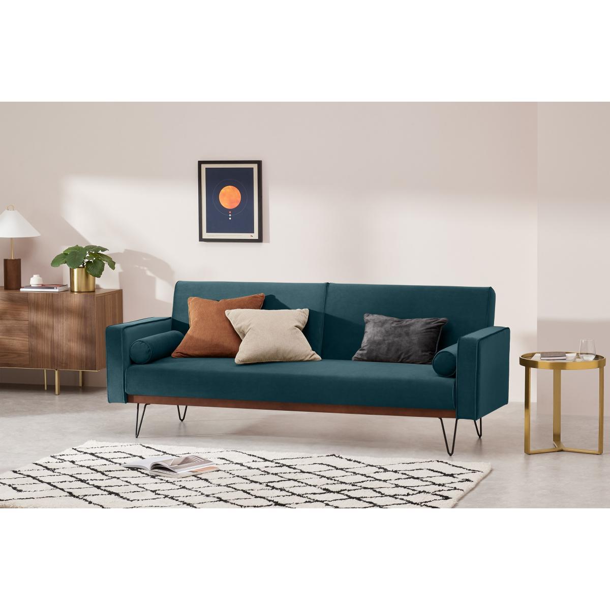 Warner Click Clack Sofa Bed, Steel Blue Velvet – image 4