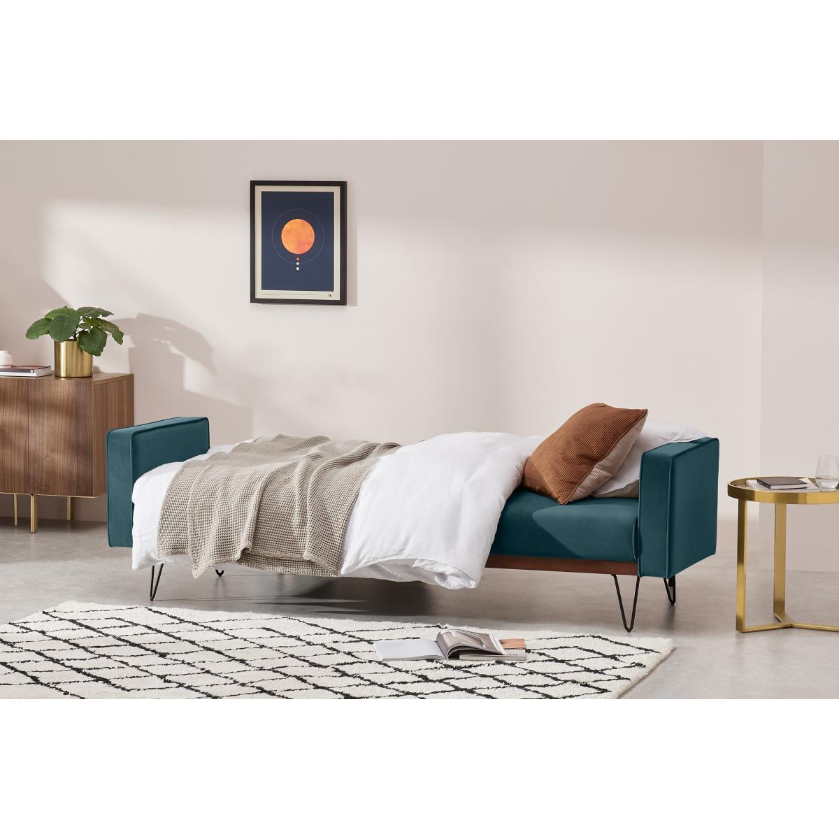 Warner Click Clack Sofa Bed, Steel Blue Velvet – image 8