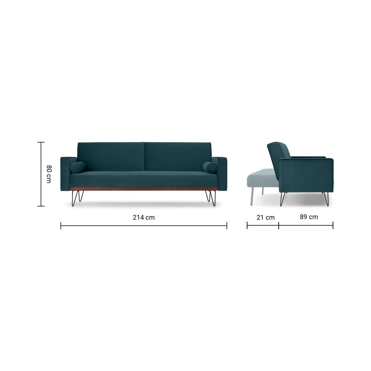 Warner Click Clack Sofa Bed, Steel Blue Velvet – image 10