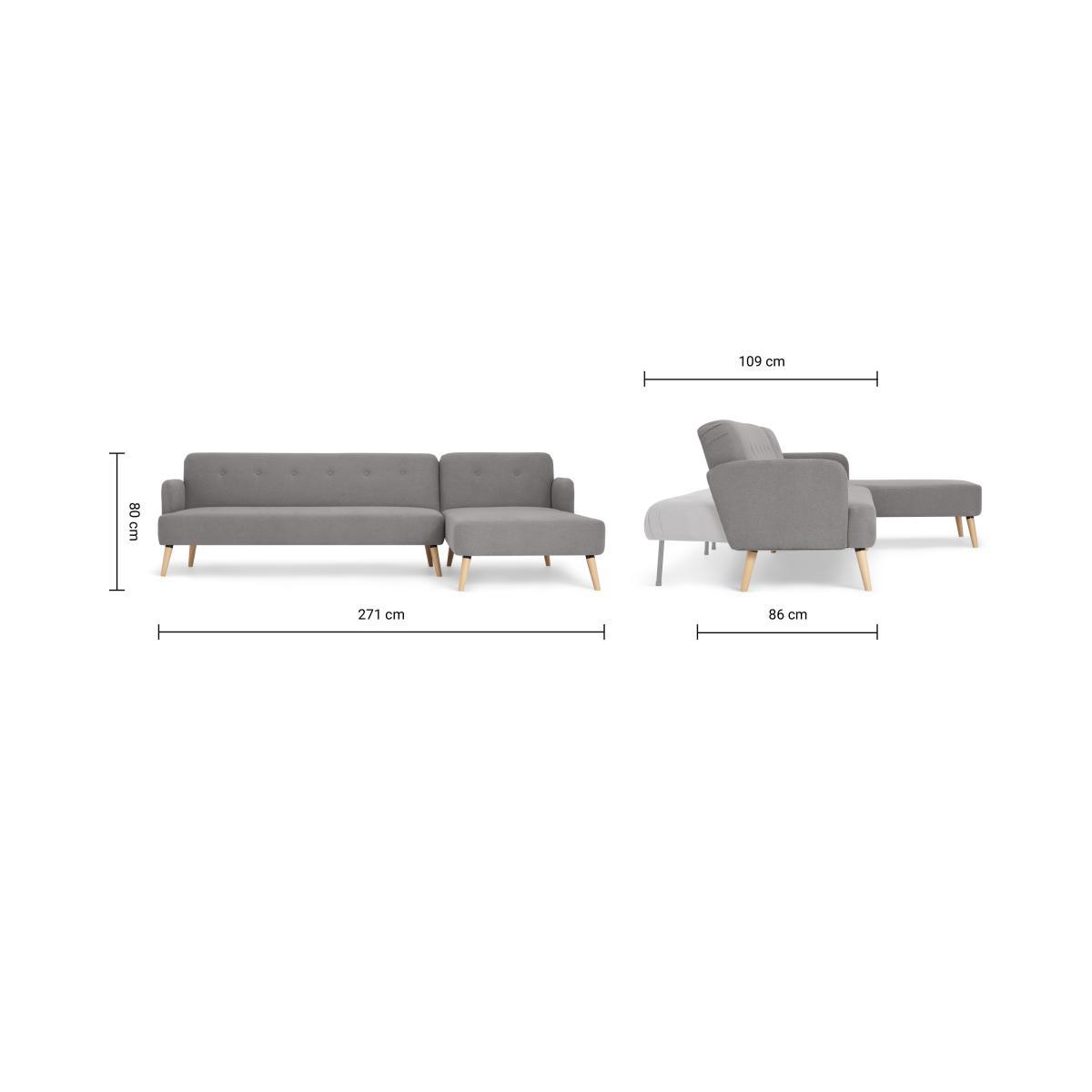 Elvi Right Hand Facing Chaise End Click Clack Sofa Bed, Marshmallow Grey – image 11