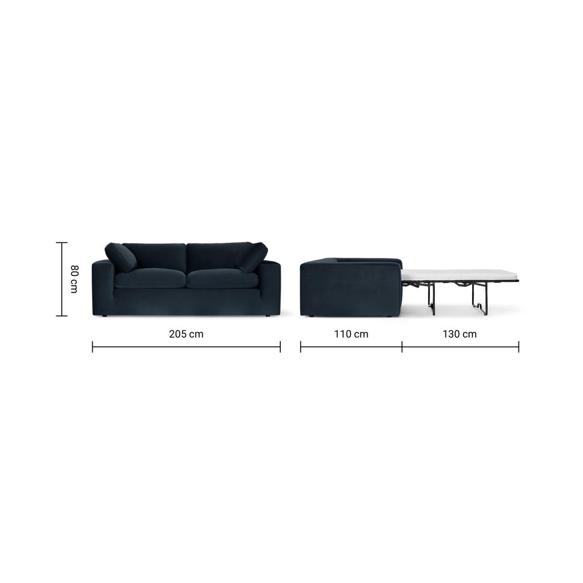 Samona 3 Seater Sofa Bed, Dark Blue Velvet – image 11
