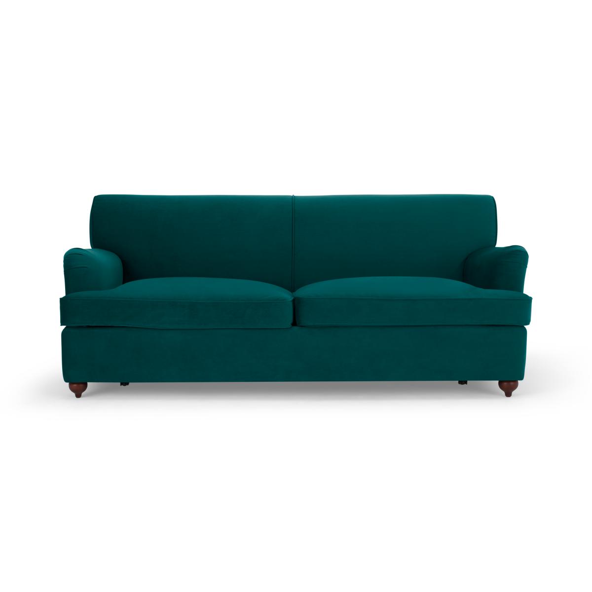 Orson 3 Seater Sofa Bed, Teal Blue Recycled Velvet – image 2