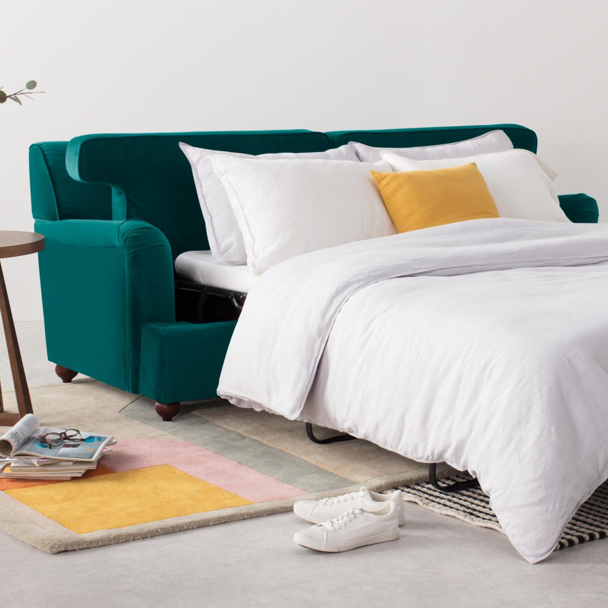Orson 3 Seater Sofa Bed, Teal Blue Recycled Velvet – image 13