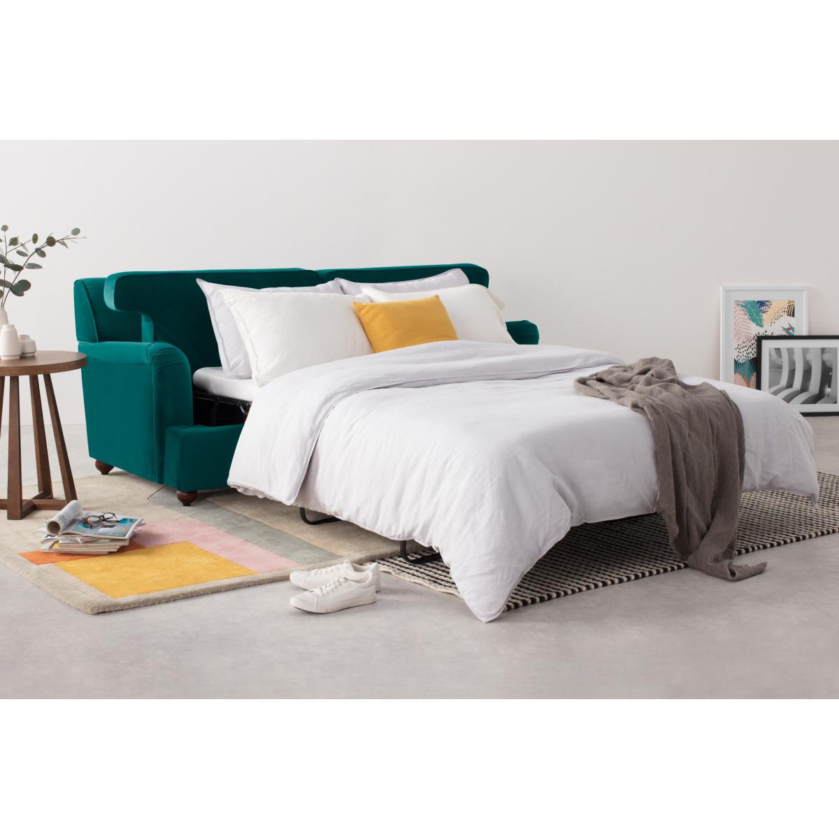Orson 3 Seater Sofa Bed, Teal Blue Recycled Velvet – image 7