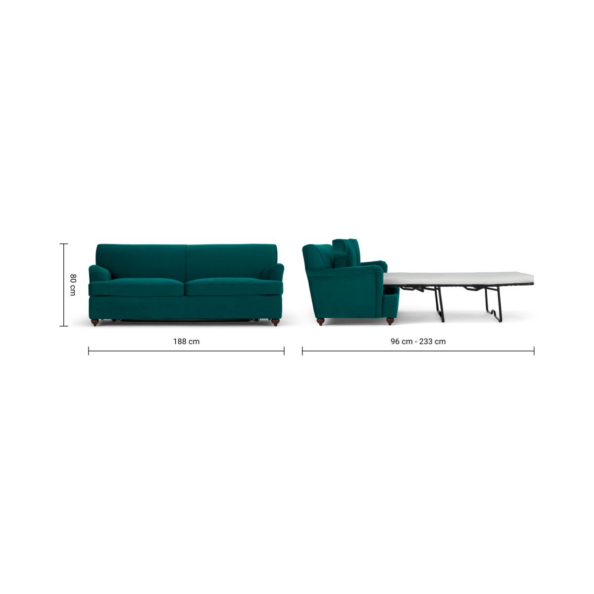 Orson 3 Seater Sofa Bed, Teal Blue Recycled Velvet – image 9