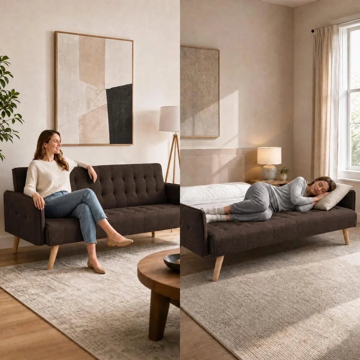 Mario Linen Sofa Bed - Brown – image 2