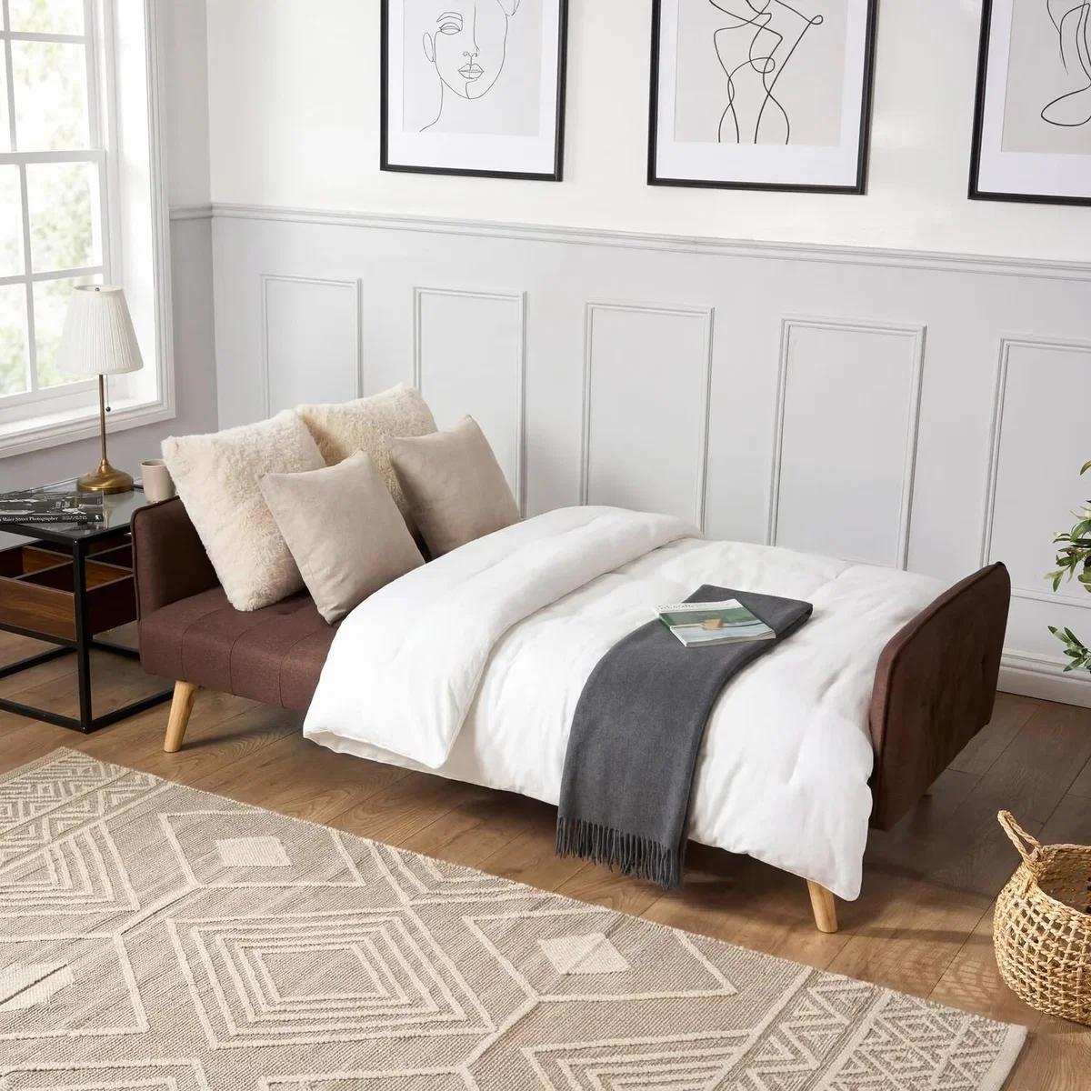 Mario Linen Sofa Bed - Brown – image 4