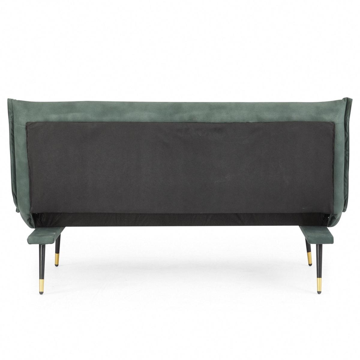 Alfie 3 Seater Sofa Bed Fabric Padded with Gold Tipped Black Legs - Dark Green – image 2