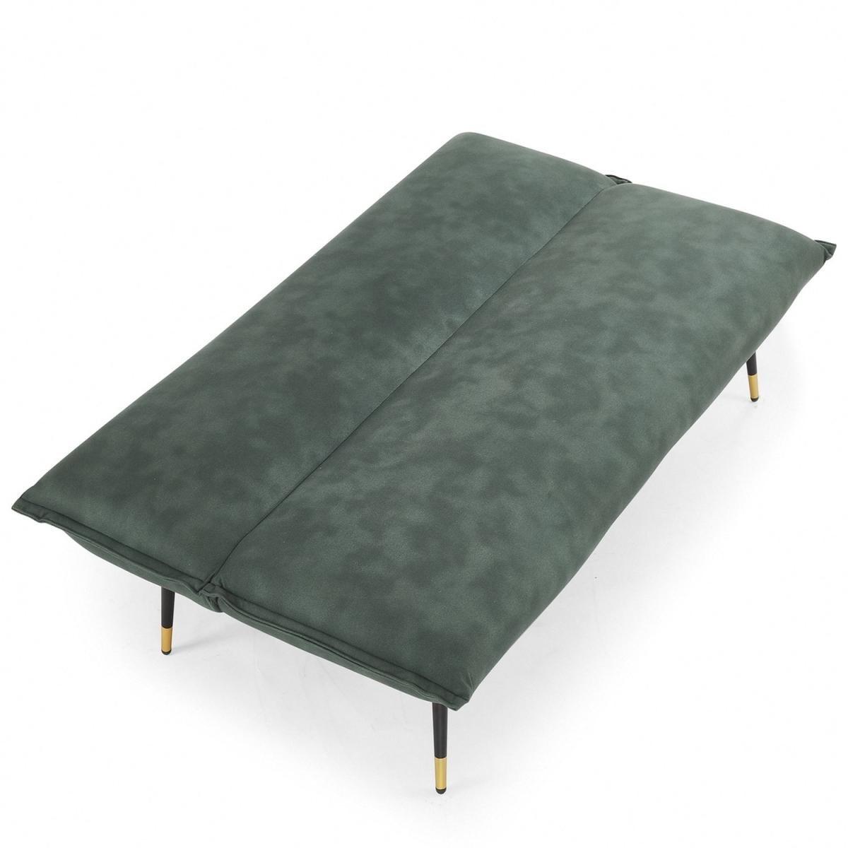 Alfie 3 Seater Sofa Bed Fabric Padded with Gold Tipped Black Legs - Dark Green – image 3