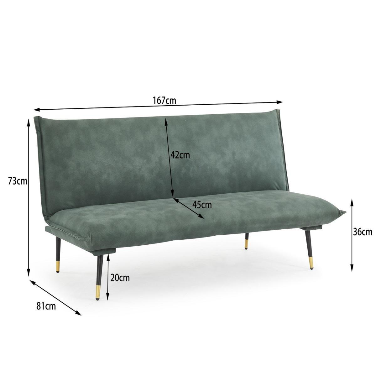 Alfie 3 Seater Sofa Bed Fabric Padded with Gold Tipped Black Legs - Dark Green – image 4