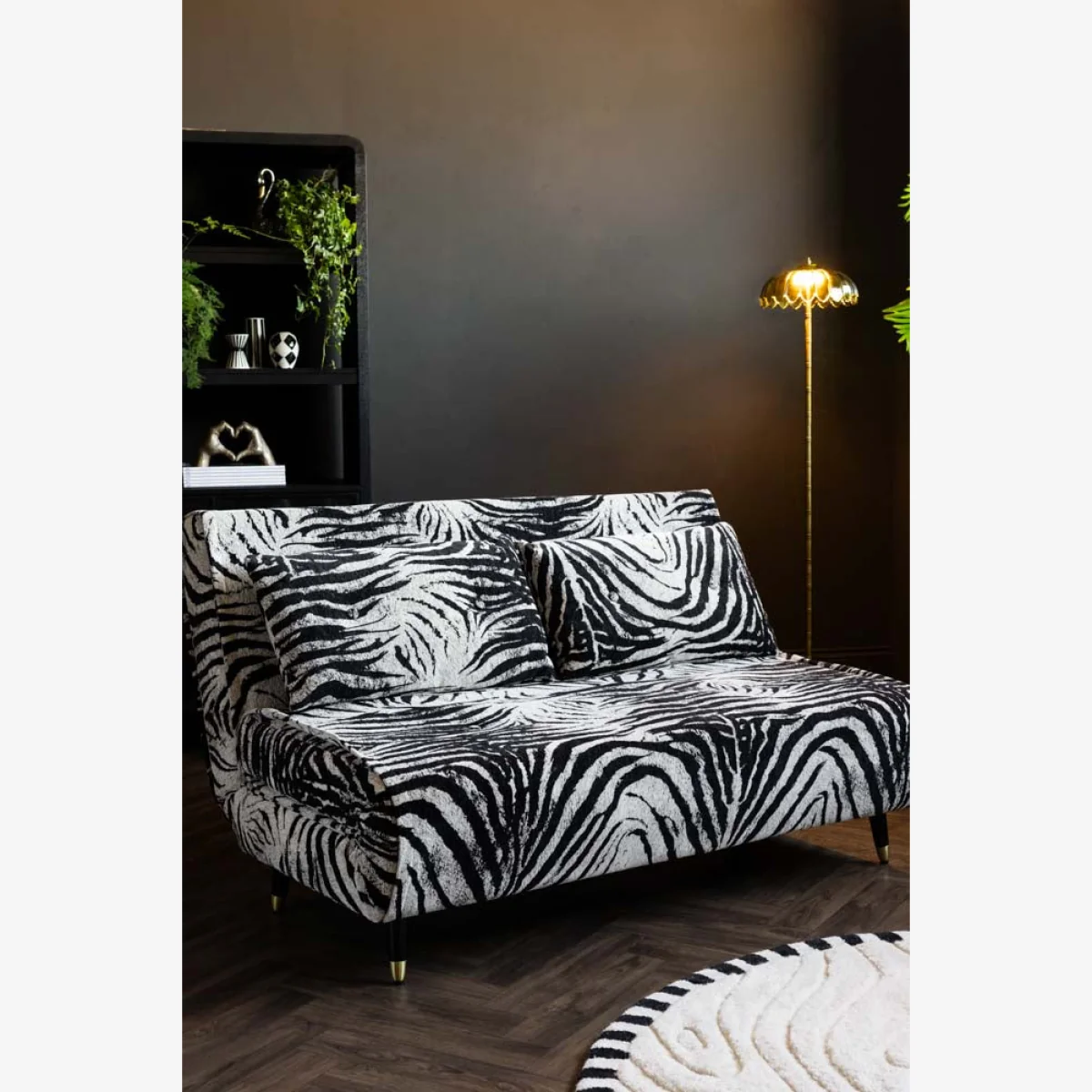 Mabel Large 2 Seater Sofa Bed in Zebra Print Velvet