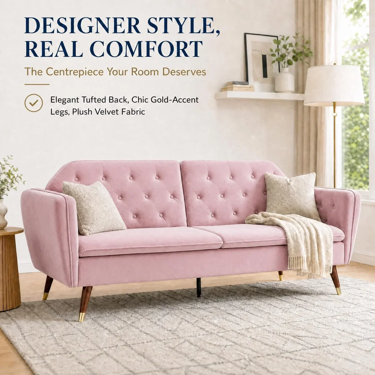 Victoria Velvet Sofa Bed - Pink – image 3