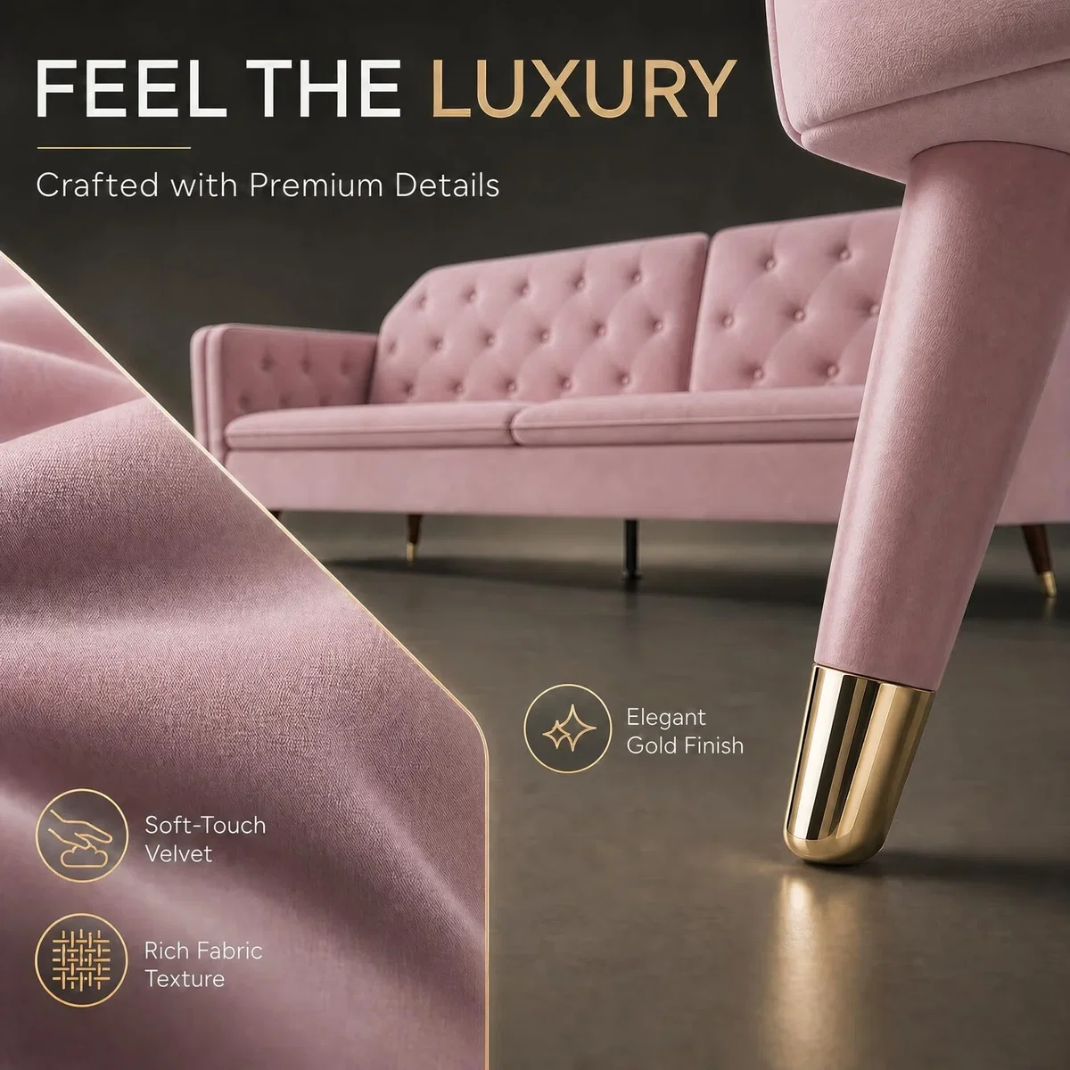 Victoria Velvet Sofa Bed - Pink – image 4