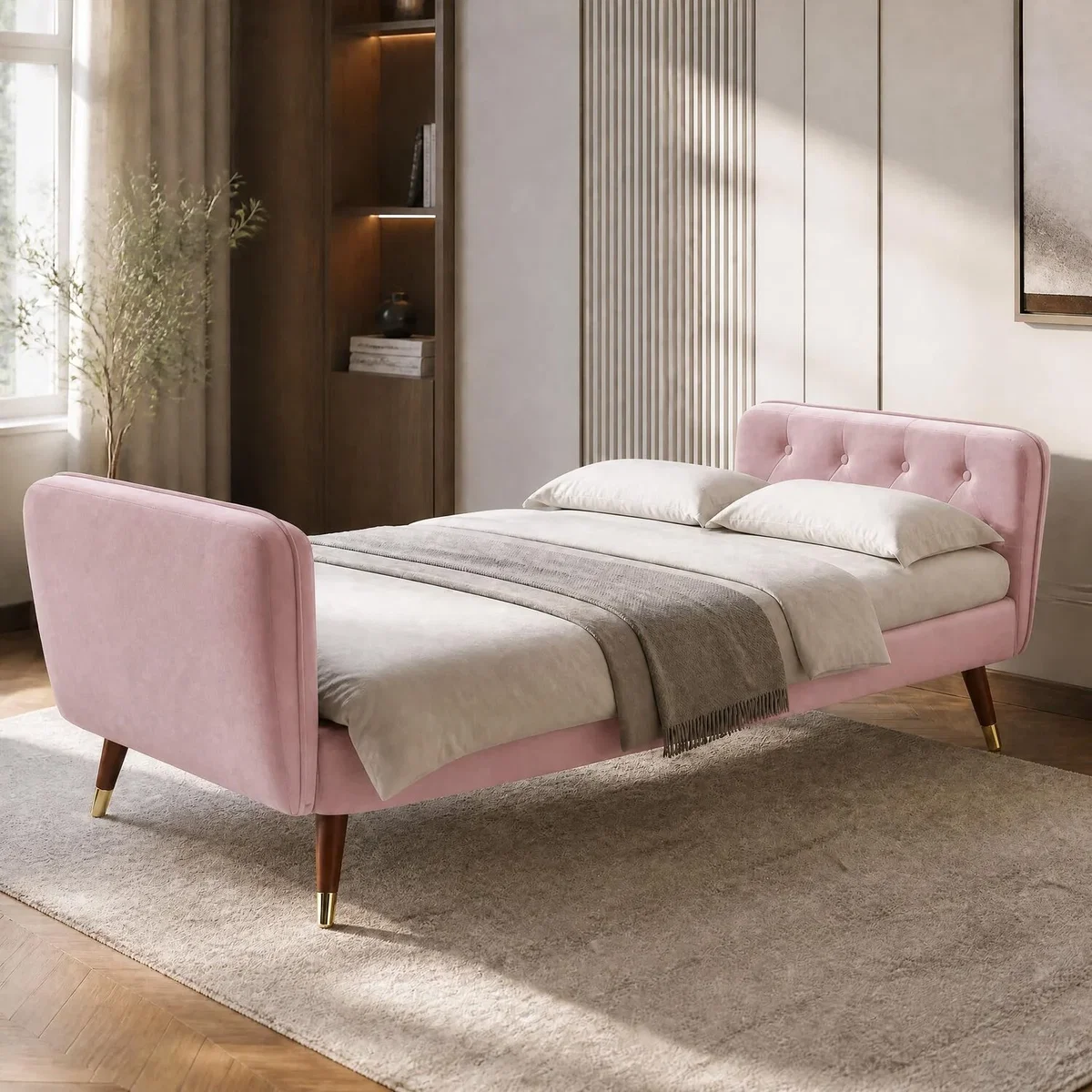 Victoria Velvet Sofa Bed - Pink – image 6