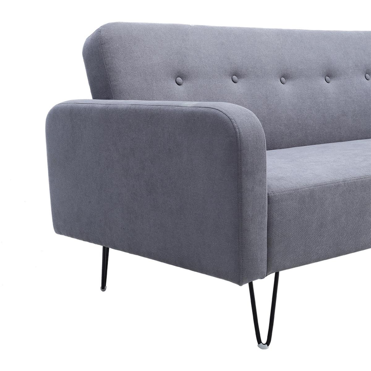 Modern Linen Upholstered Sofa Bed Convertible 3-Seater Sleeper Sofa - Grey – image 4