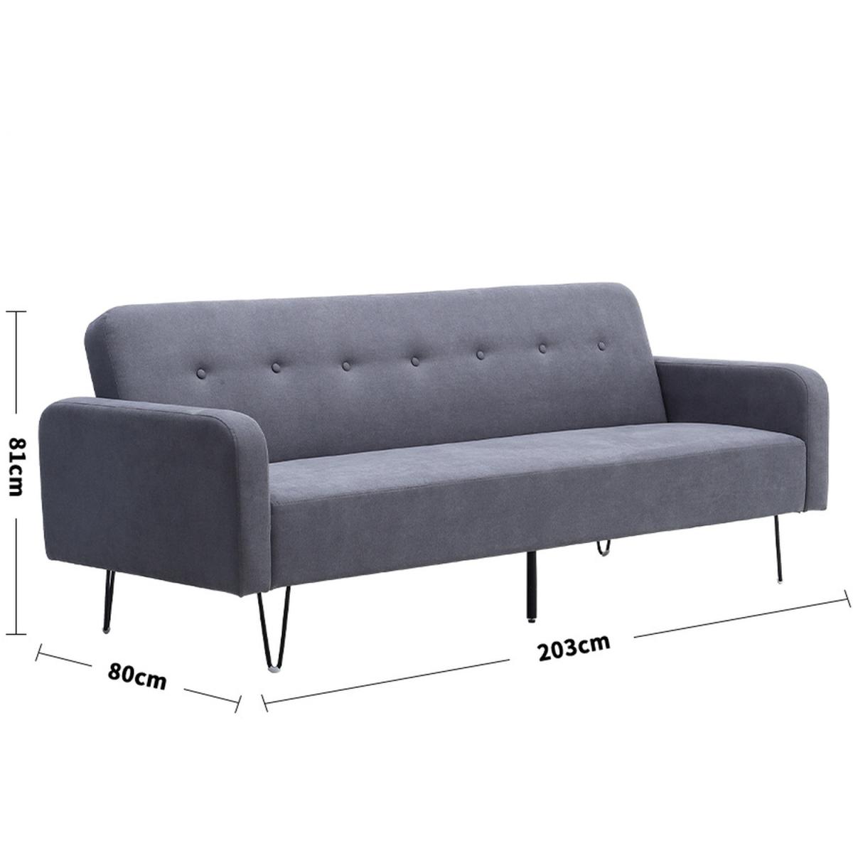 Modern Linen Upholstered Sofa Bed Convertible 3-Seater Sleeper Sofa - Grey – image 5
