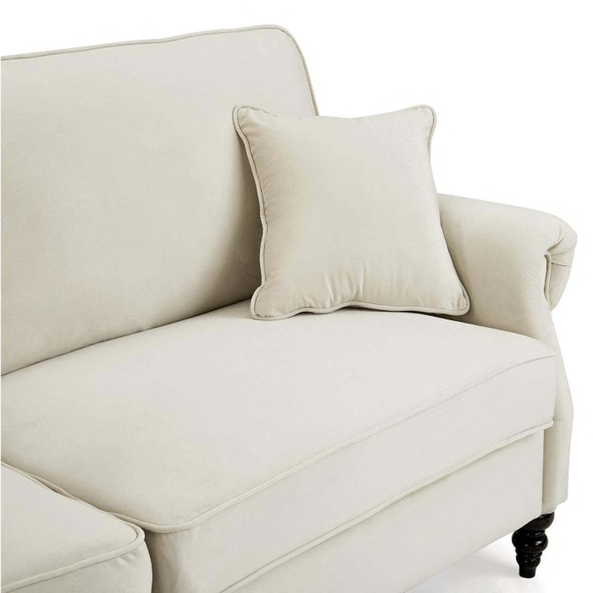 Reggie 3 Seater Sofa Bed Velvet Fabric With Matching Cushions - Cream Velvet – image 3