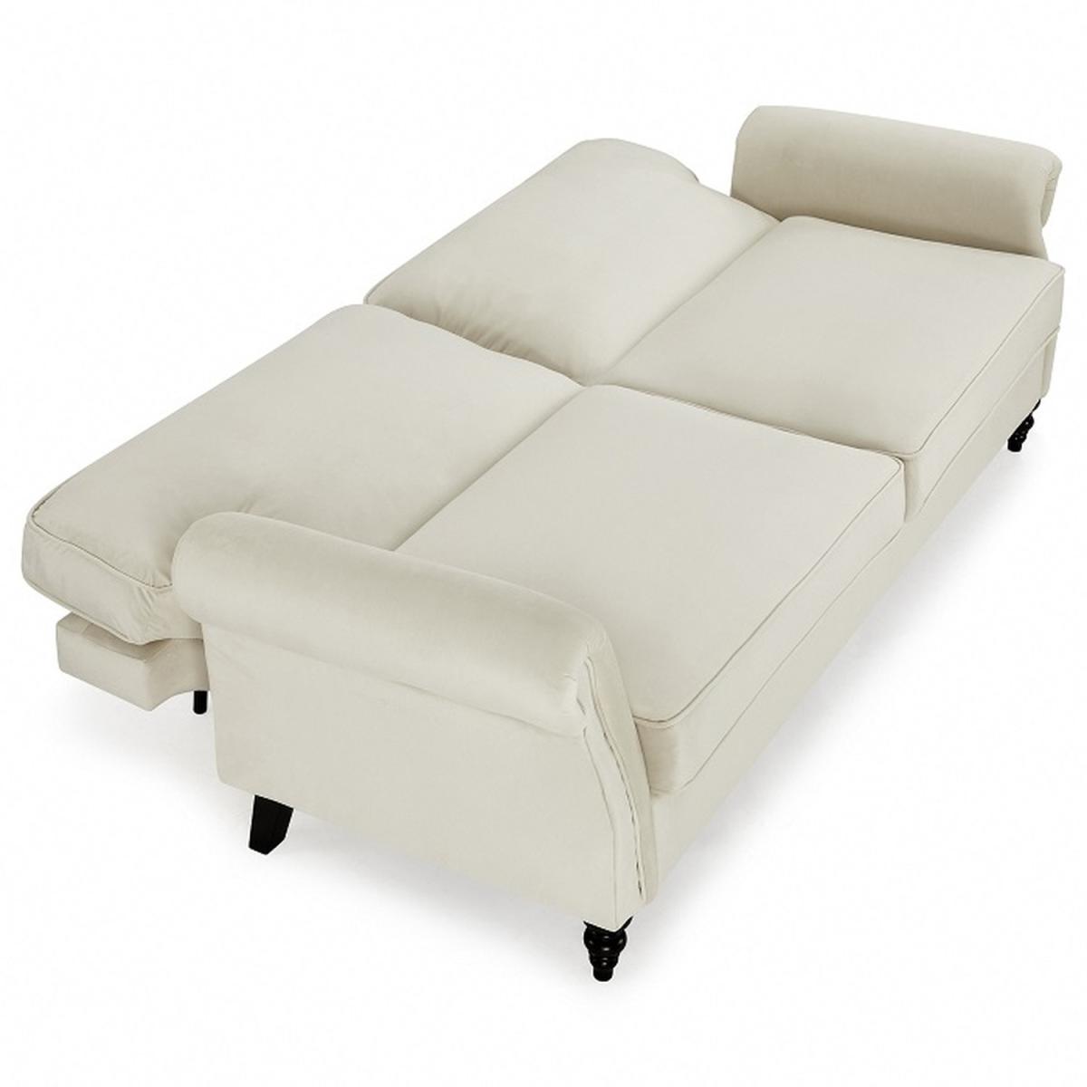 Reggie 3 Seater Sofa Bed Velvet Fabric With Matching Cushions - Cream Velvet – image 4